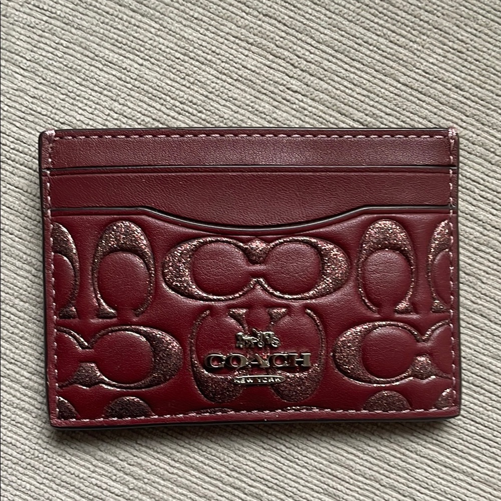 Coach Embossed Red Card Holder